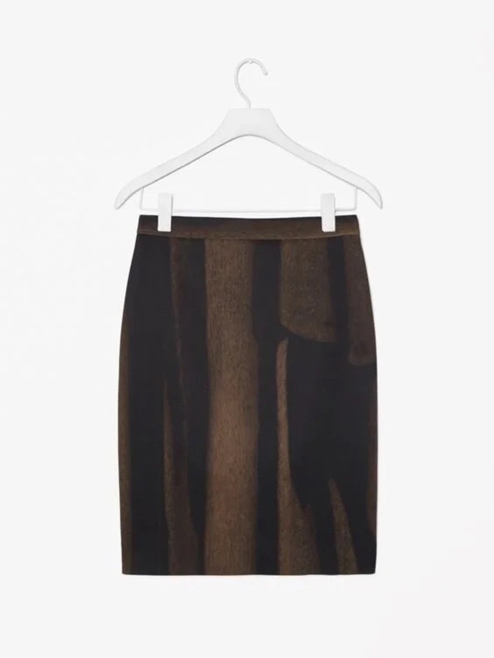 COS Pencil Skirt Womens 8 Black Brown Abstract Print Back Zip Modern Office